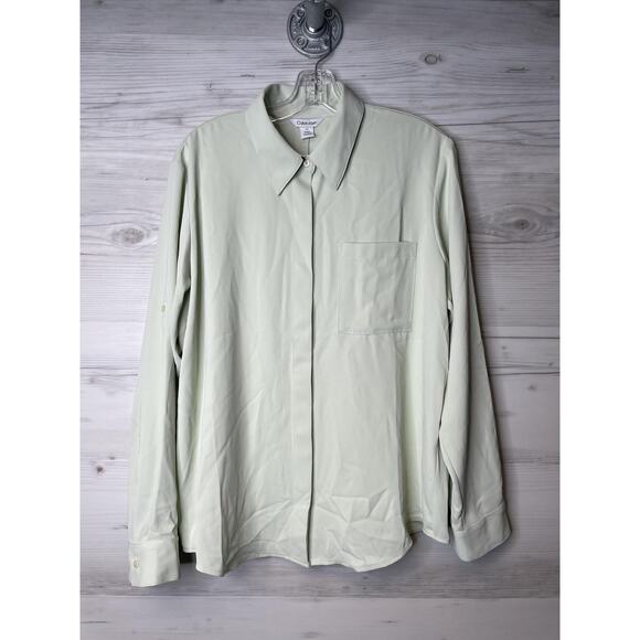 Calvin Klein Shirt Womens Large Button Up Long Sleeve Pocket Lightweight Dress - Picture 1 of 13